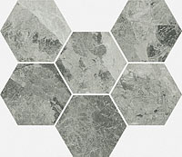 12 ITALON charme extra silver mosaico hexagon (1шт=0,05м2) 25x29