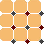3 TOP CER octagon new 4421 oct14+20-a ochre yellow octagon 21-black 14 + brick red 20 dots 30x30