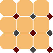 керамическая плитка универсальная TOP CER octagon new 4421 oct20+14-b ochre yellow octagon 21-brick red 20 + black 14 dots 30x30
